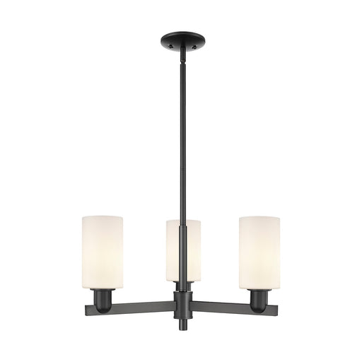 Innovations Clymer 26in 3-Light Pendant | Industrial Matte Black Steel and Matte White Glass | Kitchen Island & Dining Room | Model 716-3CR-BK-G801