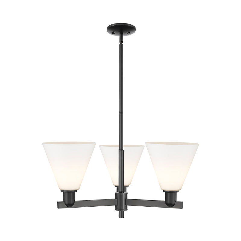 Innovations Berkshire Glass 30in 3-Light Pendant | Industrial Matte Black Steel and Matte White Glass | Kitchen Island & Dining | Model 716-3CR-BK-GBC-81