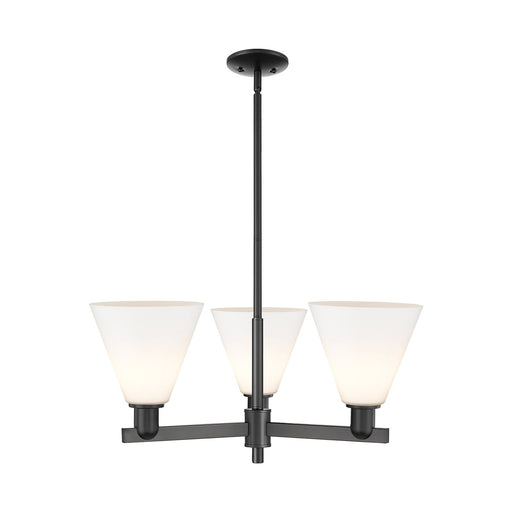 Innovations Berkshire Glass 30in 3-Light Pendant | Industrial Matte Black Steel and Matte White Glass | Kitchen Island & Dining | Model 716-3CR-BK-GBC-81
