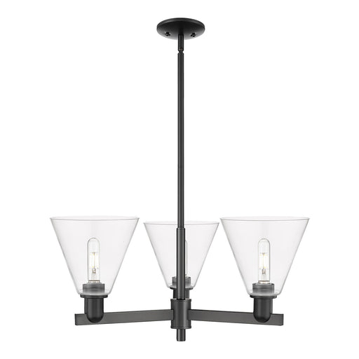 Innovations Berkshire Glass 30in 3-Light Pendant | Industrial Matte Black Steel and Clear Glass | Kitchen Island & Dining Room | Model 716-3CR-BK-GBC-82