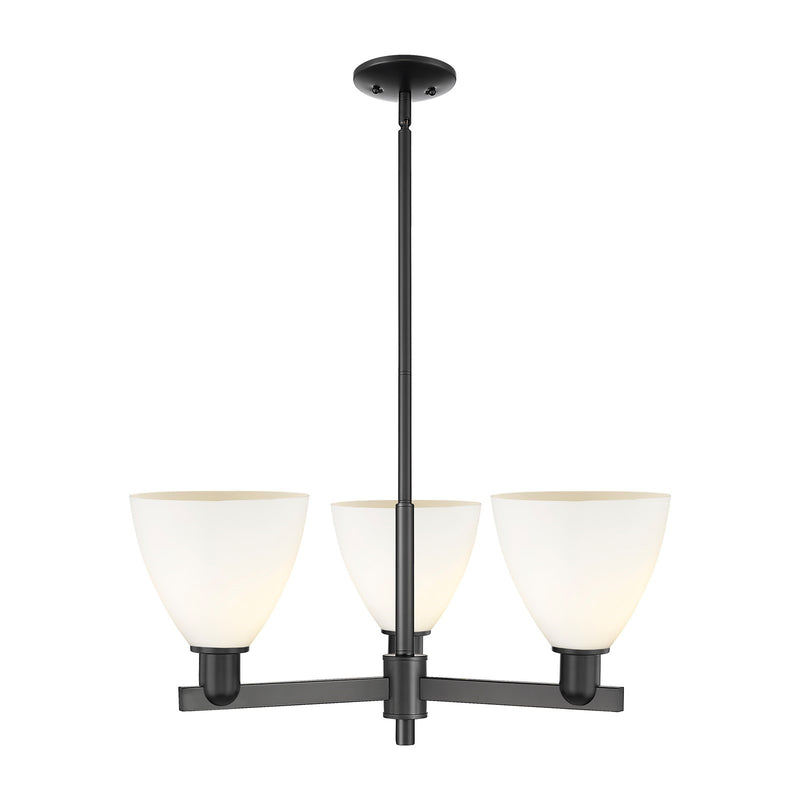 Innovations Bristol 29in 3-Light Pendant | Industrial Matte Black Steel and Matte White Glass | Kitchen Island & Dining Room | Model 716-3CR-BK-GBD-751