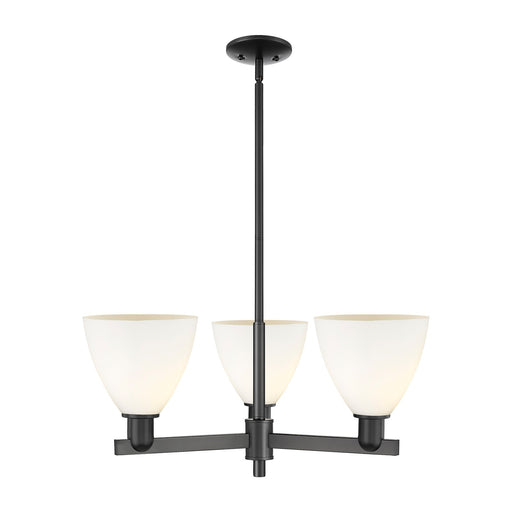 Innovations Bristol 29in 3-Light Pendant | Industrial Matte Black Steel and Matte White Glass | Kitchen Island & Dining Room | Model 716-3CR-BK-GBD-751