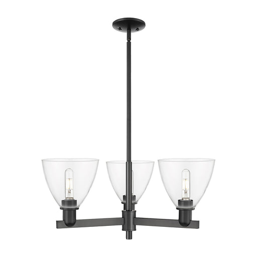 Innovations Bristol 29in 3-Light Pendant | Industrial Matte Black Steel and Clear Glass | Kitchen Island & Dining Room | 29.25 | Model 716-3CR-BK-GBD-752