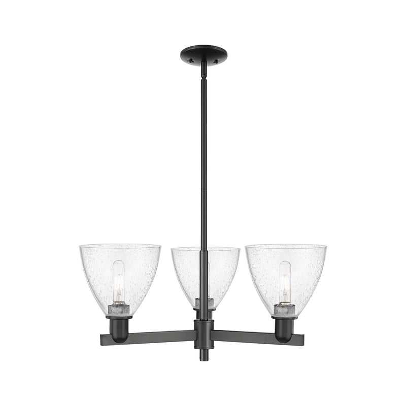 Innovations Bristol 29in 3-Light Pendant | Industrial Matte Black Steel and Seedy Glass | Kitchen Island & Dining Room | 29.25 | Model 716-3CR-BK-GBD-754