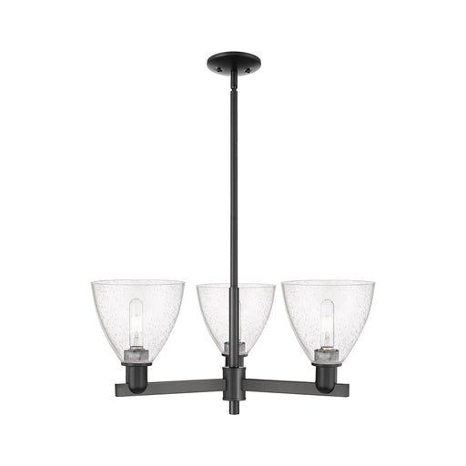 Innovations Bristol 29in 3-Light Pendant | Industrial Matte Black Steel and Seedy Glass | Kitchen Island & Dining Room | 29.25 | Model 716-3CR-BK-GBD-754