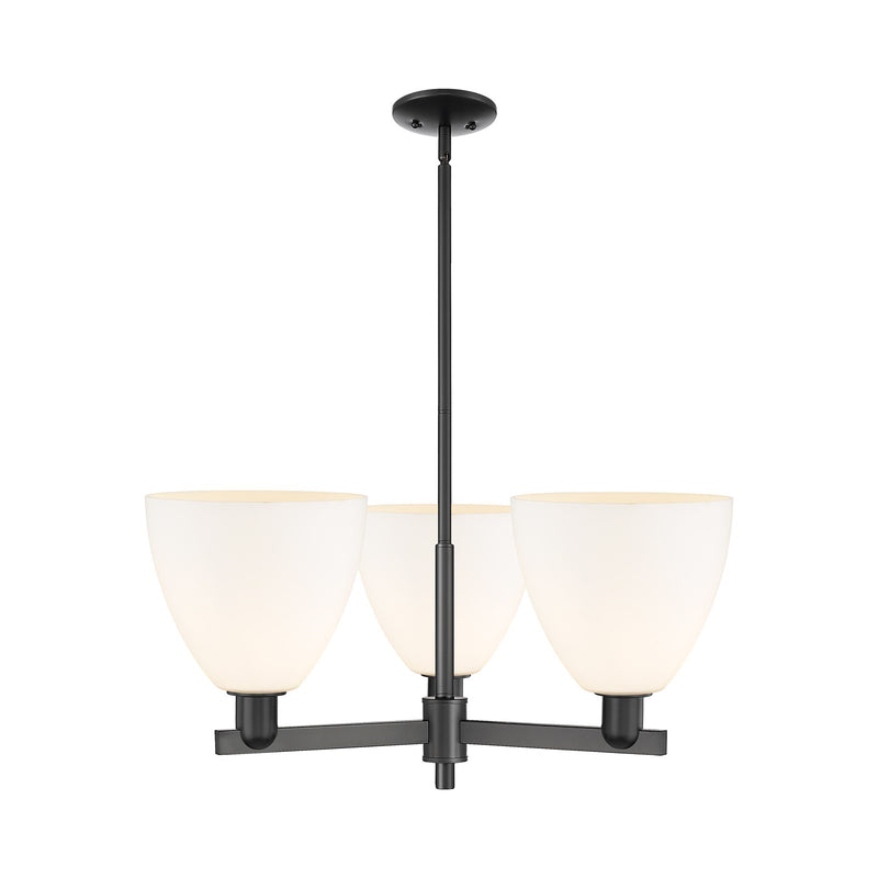 Innovations Bristol 31in 3-Light Pendant | Industrial Matte Black Steel and Matte White Glass | Kitchen Island & Dining Room | Model 716-3CR-BK-GBD-91