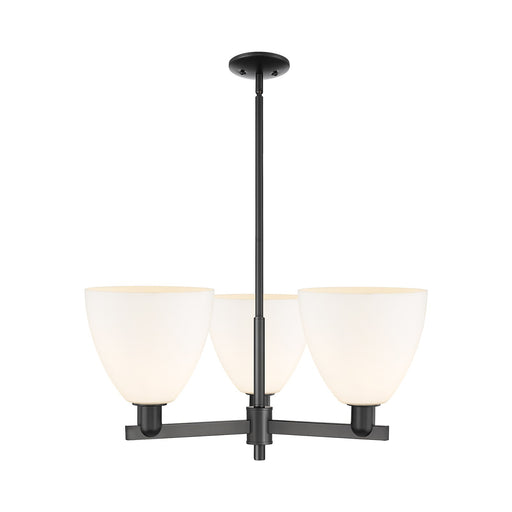 Innovations Bristol 31in 3-Light Pendant | Industrial Matte Black Steel and Matte White Glass | Kitchen Island & Dining Room | Model 716-3CR-BK-GBD-91