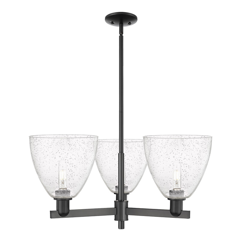 Innovations Bristol 31in 3-Light Pendant | Industrial Matte Black Steel and Seedy Glass | Kitchen Island & Dining Room | 30.75 x | Model 716-3CR-BK-GBD-94
