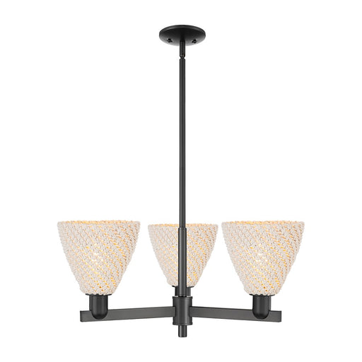 Innovations NB Dome 3Lt 18" Chandelier, BK/NF - 716-3CR-BK-NBD-75-NAT