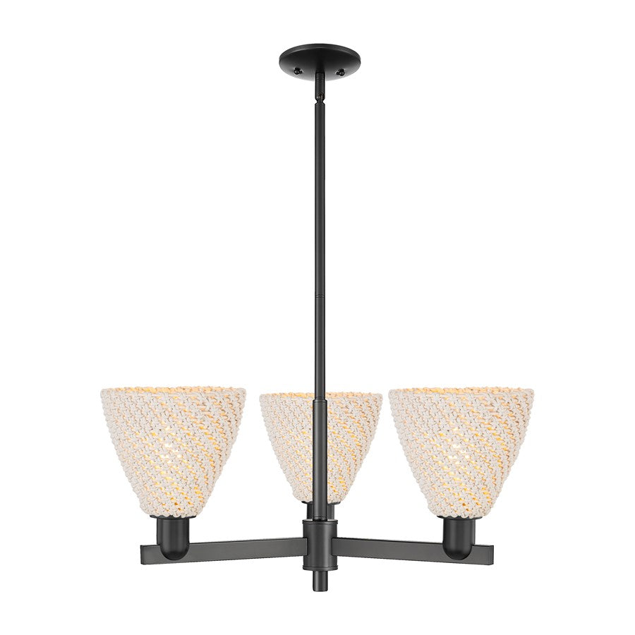 Innovations NB Dome 3Lt 18" Chandelier, BK/NF - 716-3CR-BK-NBD-75-NAT