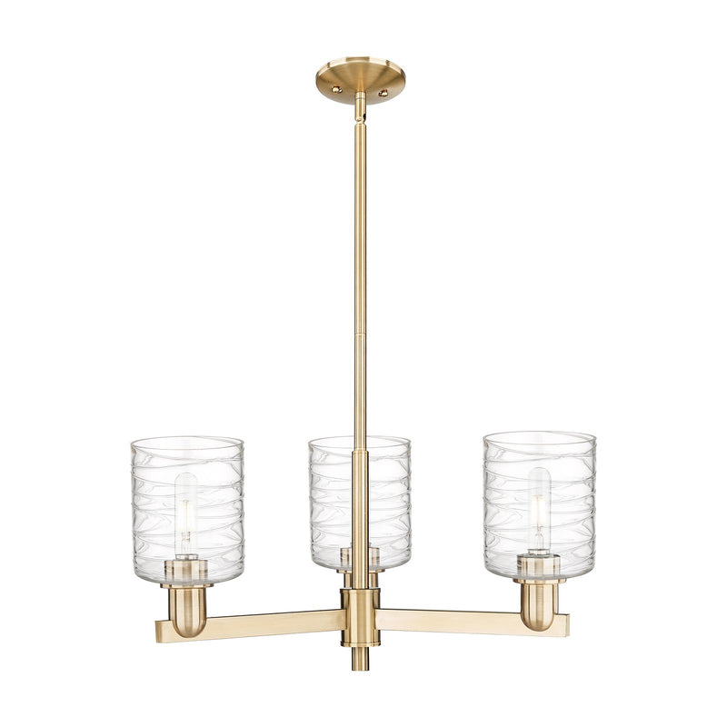 Innovations Cobbleskill 27in 3-Light Pendant | Industrial Champagne Bronze Steel and Deco Swirl Clear Glass | Kitchen Island & | Model 716-3CR-CB-G1113