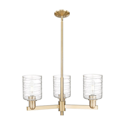 Innovations Cobbleskill 27in 3-Light Pendant | Industrial Champagne Bronze Steel and Deco Swirl Clear Glass | Kitchen Island & | Model 716-3CR-CB-G1113