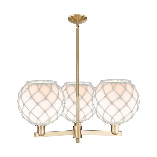 Innovations Farmhouse Rope 32in 3-Light Pendant | Industrial Champagne Bronze Steel and White Glass with Rope | Kitchen | Model 716-3CR-CB-G121-10RW