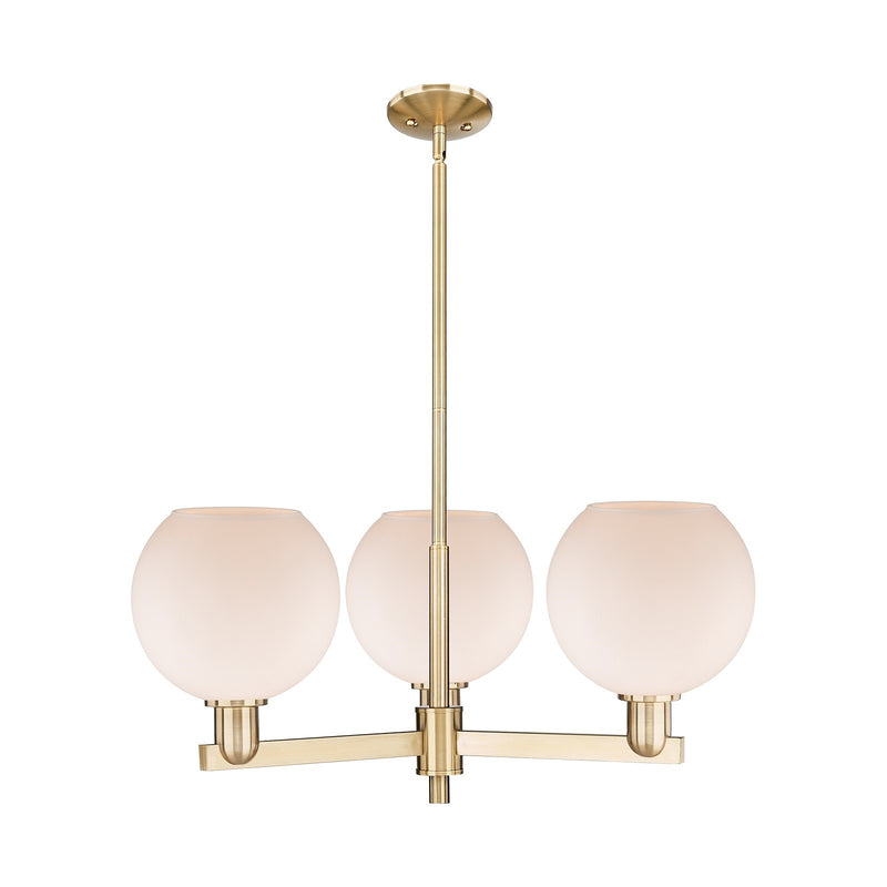 Innovations Athens 30in 3-Light Pendant | Industrial Champagne Bronze Steel and Matte White Glass | Kitchen Island & Dining Room | Model 716-3CR-CB-G121-8