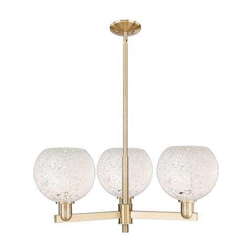 Innovations White Mouchette 30in 3-Light Pendant | Industrial Champagne Bronze Steel and White Glass Globe Shade | Kitchen | Model 716-3CR-CB-G1216-8WM