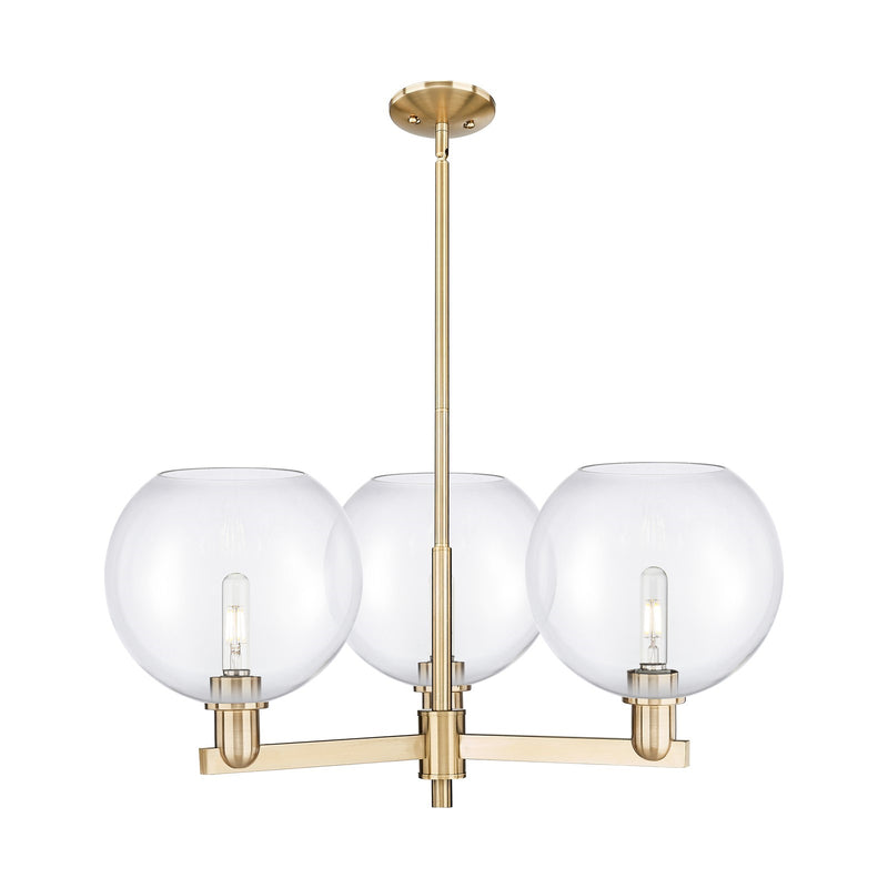 Innovations Athens 32in 3-Light Pendant | Industrial Champagne Bronze Steel and Clear Glass | Kitchen Island & Dining Room | Model 716-3CR-CB-G122-10
