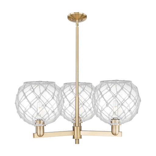Innovations Farmhouse Rope 32in 3-Light Pendant | Industrial Champagne Bronze Steel and Clear Glass with White Rope | Kitchen | Model 716-3CR-CB-G122-10RW