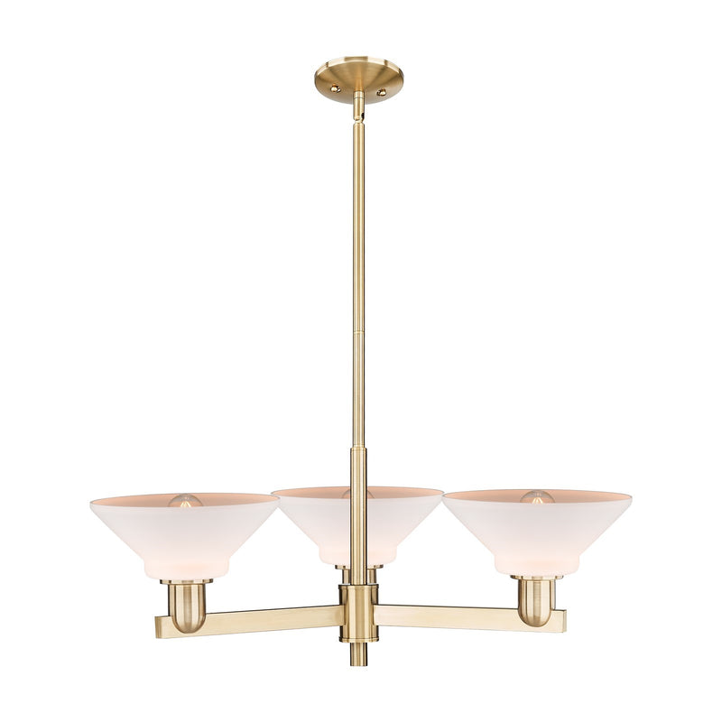 Innovations Orwell 30in 3-Light Pendant | Industrial Champagne Bronze Steel and Matte White Glass | Kitchen Island & Dining Room | Model 716-3CR-CB-G131