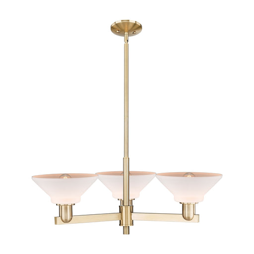 Innovations Orwell 30in 3-Light Pendant | Industrial Champagne Bronze Steel and Matte White Glass | Kitchen Island & Dining Room | Model 716-3CR-CB-G131