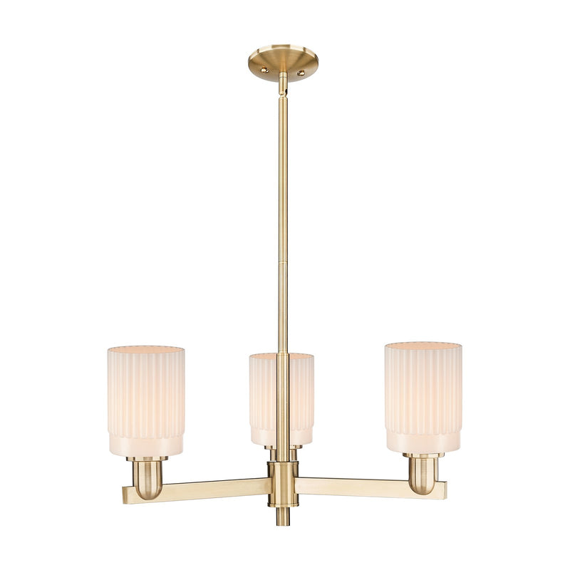 Innovations Hadley 26in 3-Light Pendant | Industrial Champagne Bronze Steel and Matte White Ribbed Glass | Kitchen Island & Dining | Model 716-3CR-CB-G341