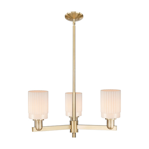 Innovations Hadley 26in 3-Light Pendant | Industrial Champagne Bronze Steel and Matte White Ribbed Glass | Kitchen Island & Dining | Model 716-3CR-CB-G341