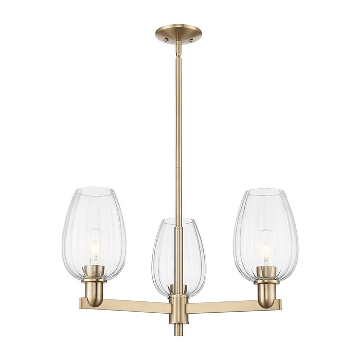 Innovations Preston 3Lt 18" Flute Stem Chandelier, CBZ/CL - 716-3CR-CB-G457-6CL