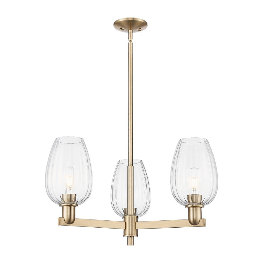 Innovations Preston 3Lt 18" Flute Stem Chandelier, CBZ/CL - 716-3CR-CB-G457-6CL