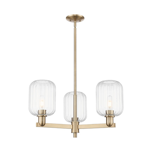 Innovations Preston Cylinder 28.5in 3-Light Pendant | Industrial Champagne Bronze Steel and Clear Glass | Kitchen Island & | Model 716-3CR-CB-G460-7CL