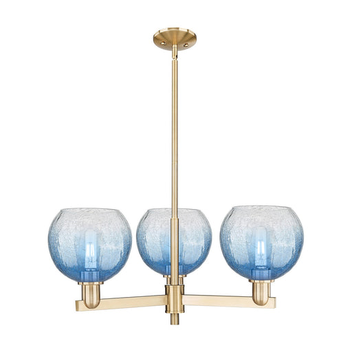 Innovations Brookhaven Globe 30in 3-Light Pendant | Industrial Champagne Bronze Steel and Sapphire Blue Glass | Kitchen Island | Model 716-3CR-CB-G483-8SB