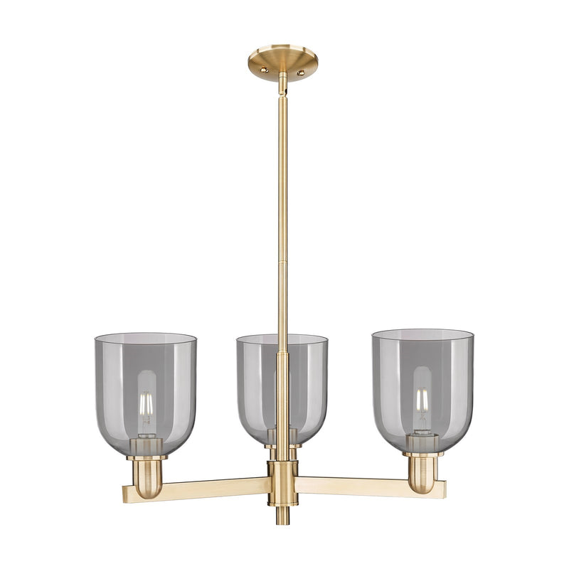 Innovations Bella 27in 3-Light Pendant | Industrial Champagne Bronze Steel and Light Smoke Glass | Kitchen Island & Dining | Model 716-3CR-CB-G558-6SM
