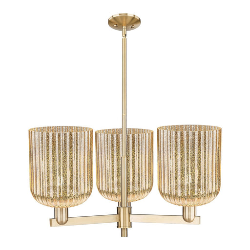 Innovations Bridal Veil 30in 3-Light Pendant | Industrial Champagne Bronze Steel and Mercury Ribbed Glass | Kitchen Island & | Model 716-3CR-CB-G559-8ME