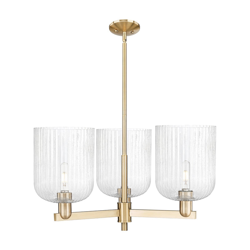 Innovations Bridal Veil 30in 3-Light Pendant | Industrial Champagne Bronze Steel and Seedy Ribbed Glass | Kitchen Island & | Model 716-3CR-CB-G559-8SDY