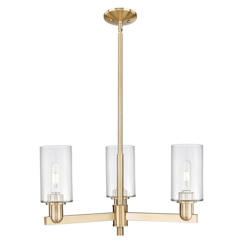 Innovations Clymer 26in 3-Light Pendant | Industrial Champagne Bronze Steel and Clear Glass | Kitchen Island & Dining Room | 25.62 | Model 716-3CR-CB-G802