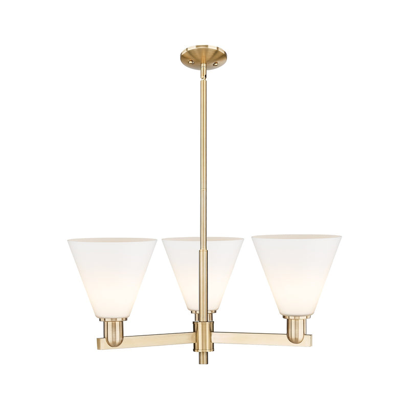 Innovations Berkshire Glass 30in 3-Light Pendant | Industrial Champagne Bronze Steel and Matte White Glass | Kitchen Island & | Model 716-3CR-CB-GBC-81