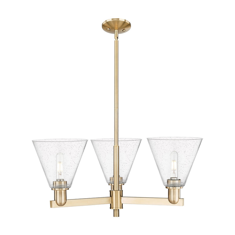 Innovations Berkshire Glass 30in 3-Light Pendant | Industrial Champagne Bronze Steel and Seedy Glass | Kitchen Island & Dining | Model 716-3CR-CB-GBC-84
