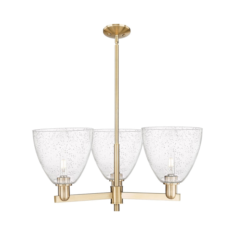 Innovations Bristol 31in 3-Light Pendant | Industrial Champagne Bronze Steel and Seedy Glass | Kitchen Island & Dining Room | Model 716-3CR-CB-GBD-94