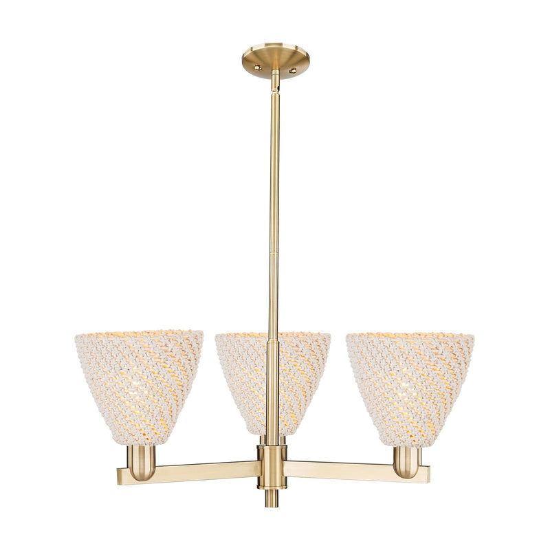 Innovations Bristol Natural 29.25in 3-Light Pendant | Farmhouse Champagne Bronze Steel and Natural Fiber Dome | Kitchen | Model 716-3CR-CB-NBD-75-NAT