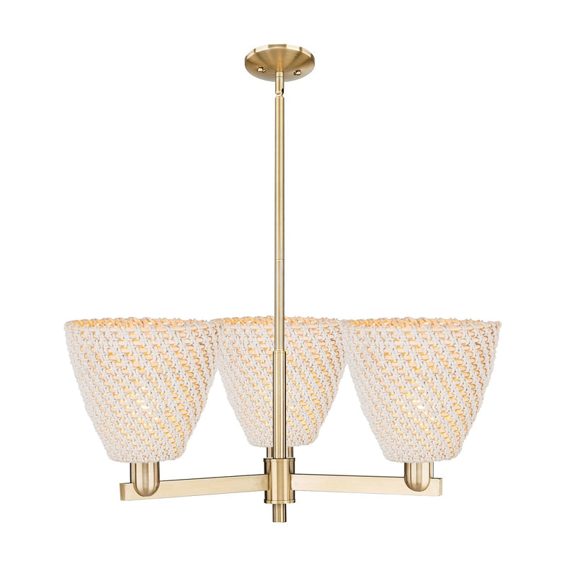 Innovations Bristol Natural 31in 3-Light Pendant | Industrial Champagne Bronze Steel and Natural Fiber Dome Shade | Kitchen | Model 716-3CR-CB-NBD-9-NAT