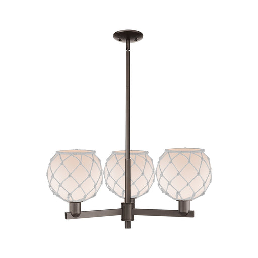 Innovations Farmhouse Rope 30in 3-Light Pendant | Industrial Oil Rubbed Bronze Steel and White Frosted Glass Rope | Kitchen | Model 716-3CR-OB-G121-8RW