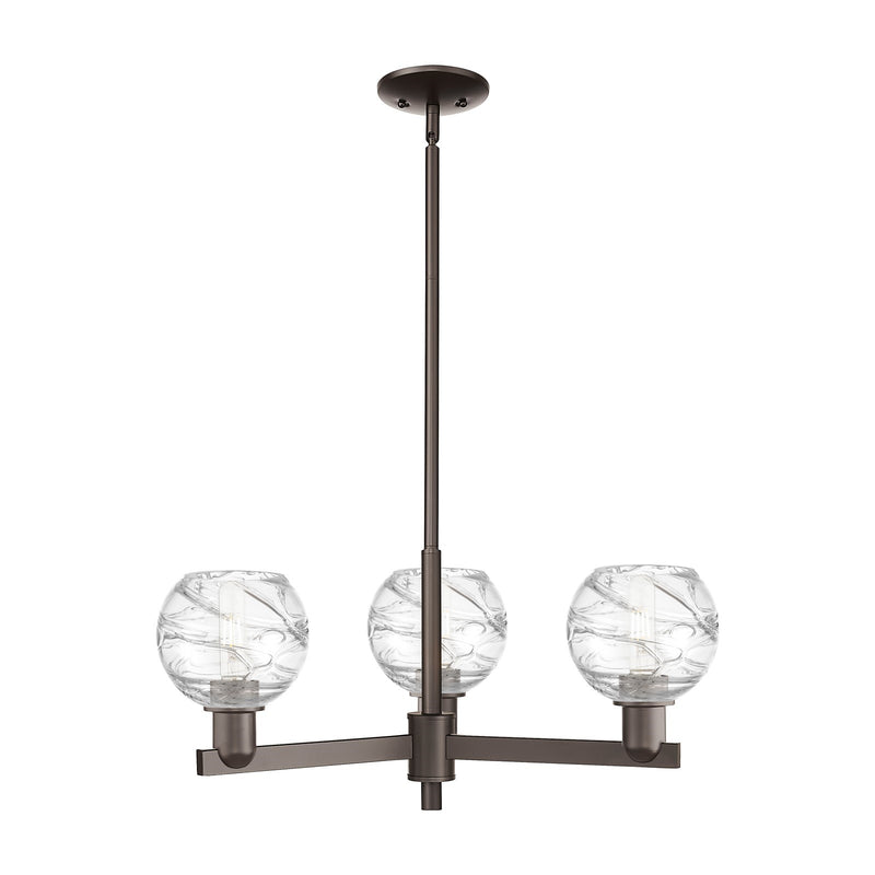 Innovations Athens Deco Swirl 18in 3-Light Pendant | Industrial Oil Rubbed Bronze Steel and Clear Deco Swirl Glass | Kitchen | Model 716-3CR-OB-G1213-6CL