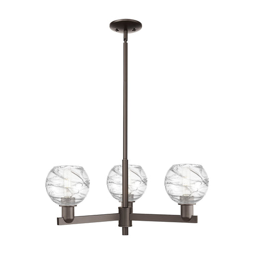 Innovations Athens Deco Swirl 18in 3-Light Pendant | Industrial Oil Rubbed Bronze Steel and Clear Deco Swirl Glass | Kitchen | Model 716-3CR-OB-G1213-6CL