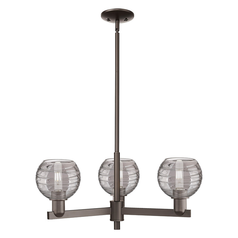 Innovations Athens Deco Swirl 27.62in 3-Light Pendant | Industrial Oil Rubbed Bronze and Light Smoke Glass | Kitchen Island & | Model 716-3CR-OB-G1213-6SM