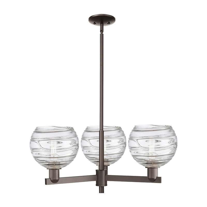 Innovations Athens Deco Swirl 30in 3-Light Pendant | Industrial Oil Rubbed Bronze Steel and Clear Deco Swirl Glass | Kitchen | Model 716-3CR-OB-G1213-8CL