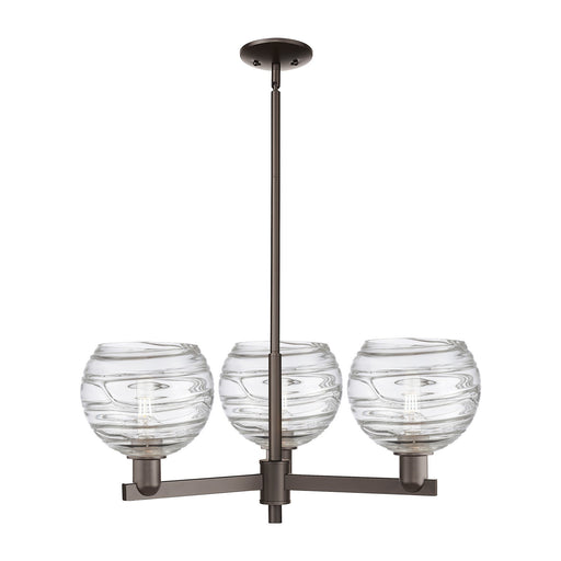 Innovations Athens Deco Swirl 30in 3-Light Pendant | Industrial Oil Rubbed Bronze Steel and Clear Deco Swirl Glass | Kitchen | Model 716-3CR-OB-G1213-8CL