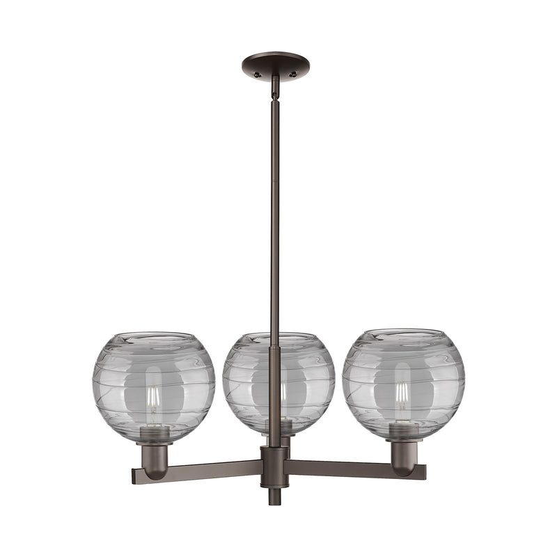Innovations Athens Deco Swirl 30in 3-Light Pendant | Industrial Oil Rubbed Bronze Steel and Light Smoke Glass | Kitchen | Model 716-3CR-OB-G1213-8SM