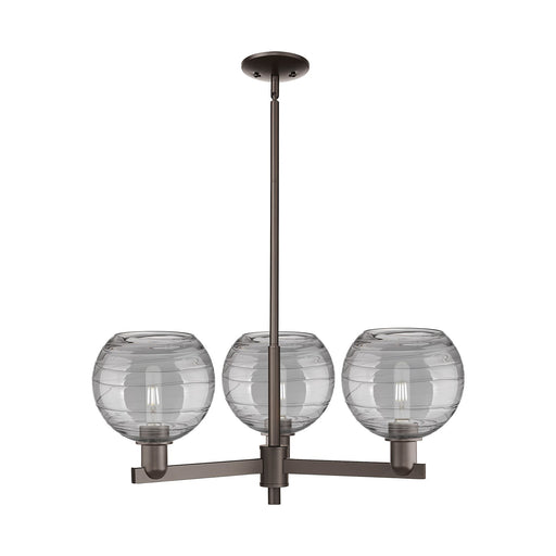 Innovations Athens Deco Swirl 30in 3-Light Pendant | Industrial Oil Rubbed Bronze Steel and Light Smoke Glass | Kitchen | Model 716-3CR-OB-G1213-8SM