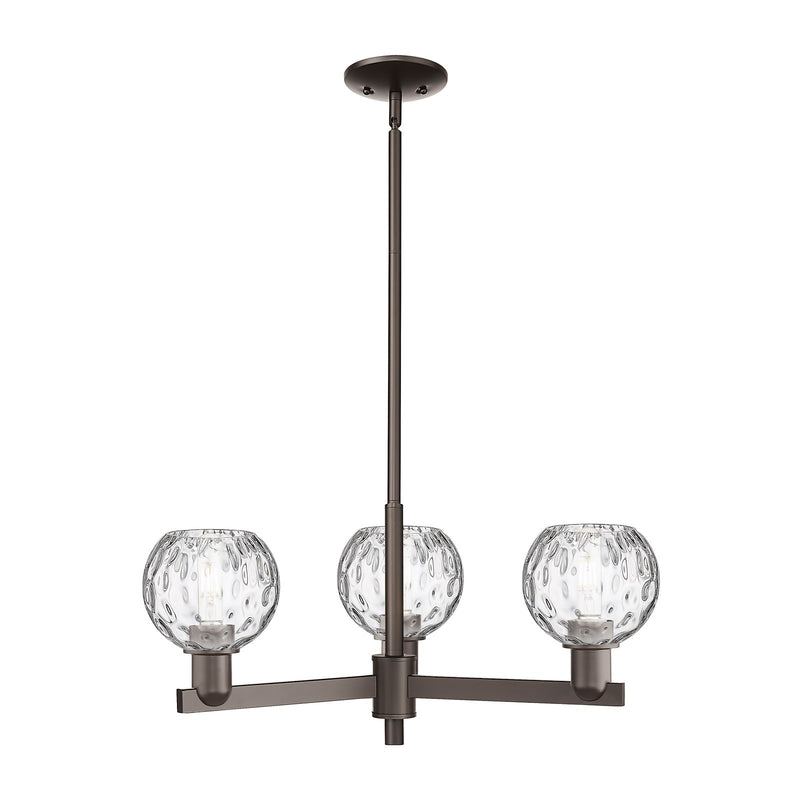 Innovations Athens Water Glass 28in 3-Light Pendant | Industrial Oil Rubbed Bronze Steel and Clear Glass | Kitchen Island & | Model 716-3CR-OB-G1215-6