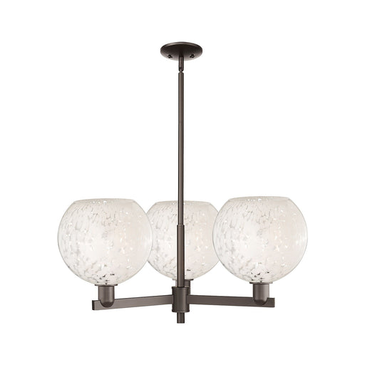 Innovations Lighting White Mouchette 32in 3-Light Pendant | Industrial Oil Rubbed Bronze Steel and White Glass | Kitchen | Model 716-3CR-OB-G1216-10WM