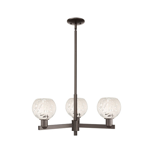 Innovations Lighting Arcadia 28in 3-Light Pendant | Industrial Oil Rubbed Bronze Steel and White Mouchette Glass | Kitchen | Model 716-3CR-OB-G1216-6WM