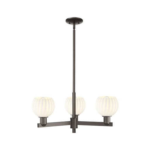 Innovations Lighting Arcadia 28in 3-Light Pendant | Industrial Oil Rubbed Bronze and White Venetian Glass | Kitchen Island & | Model 716-3CR-OB-G1217-6WV